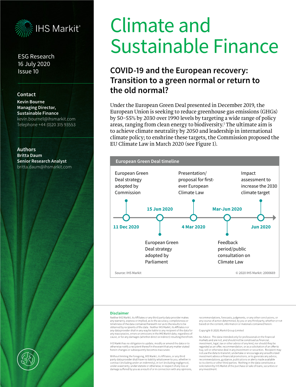 Climate and Sustainable Finance