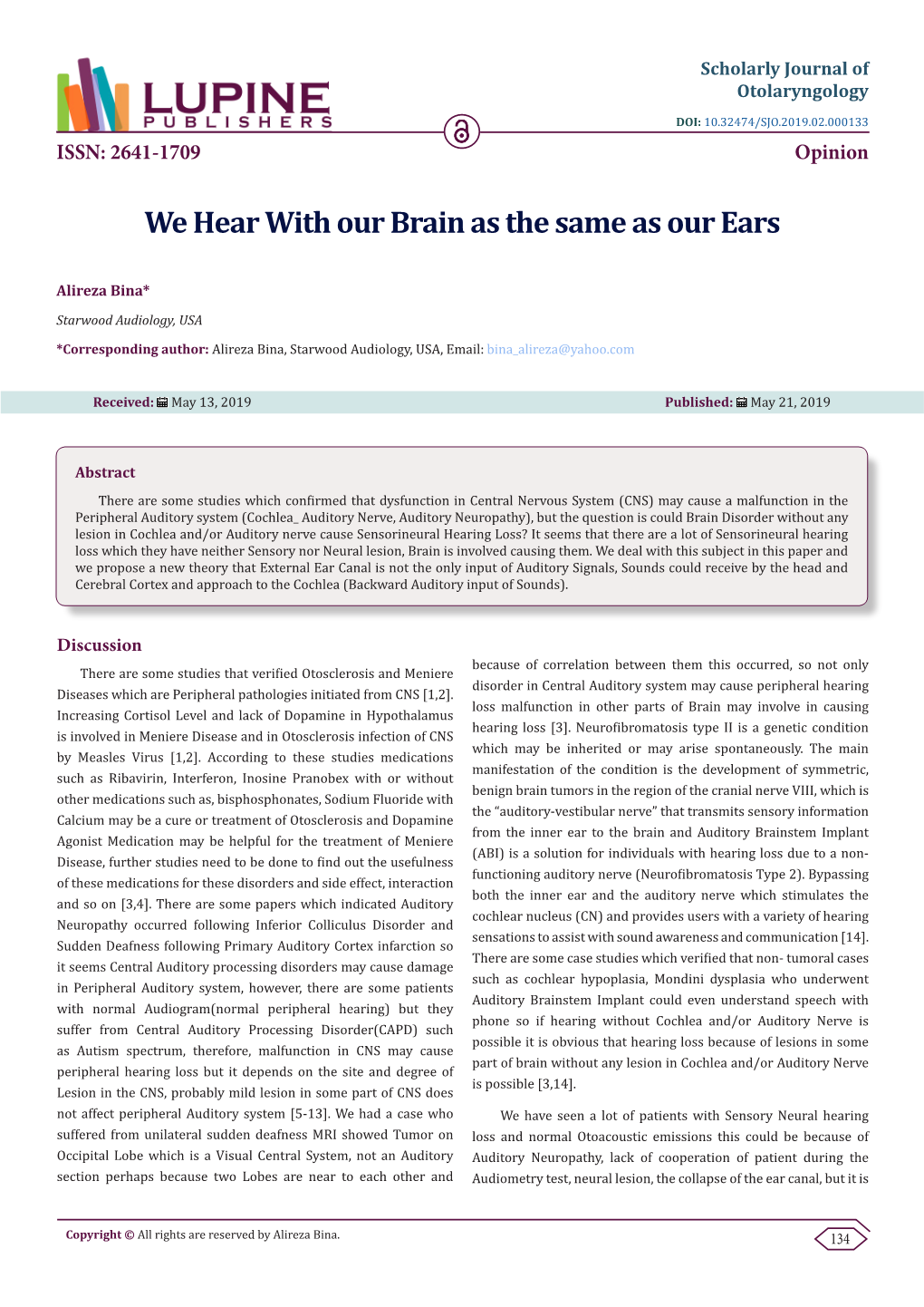 We Hear with Our Brain As the Same As Our Ears