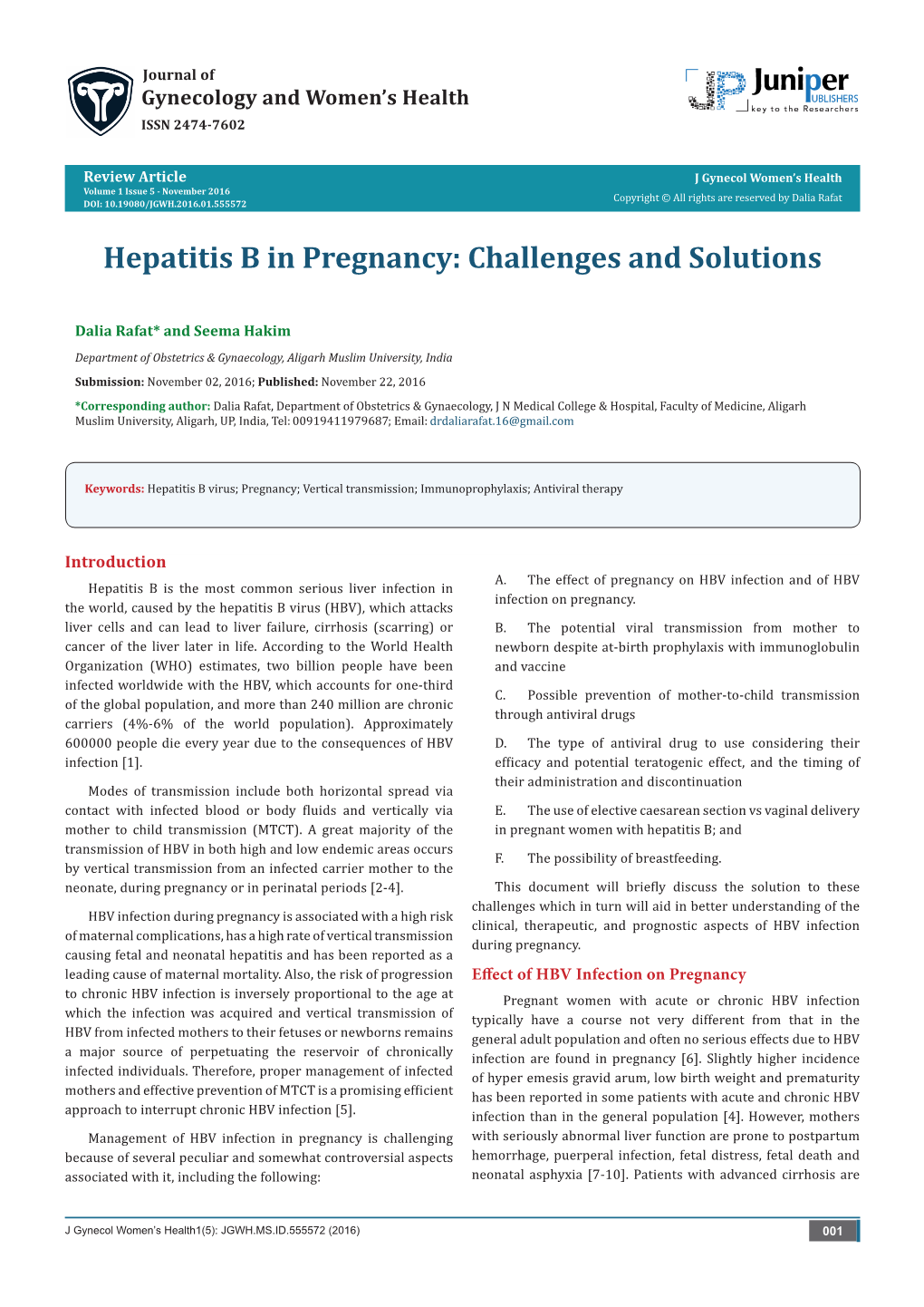 Hepatitis B in Pregnancy: Challenges and Solutions