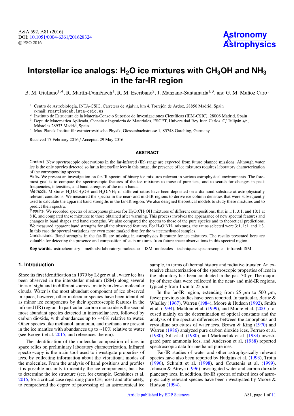 H2O Ice Mixtures with CH3OH and NH3 in the Far-IR Region B