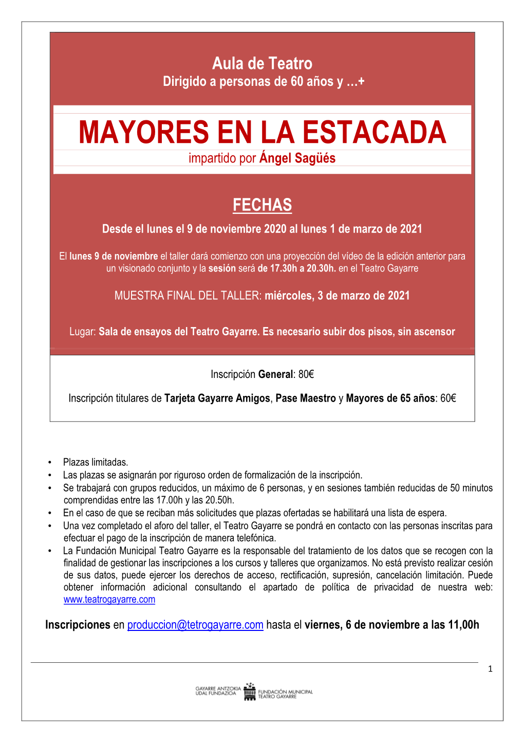 Taller MAYORES EN LA ESTACADA