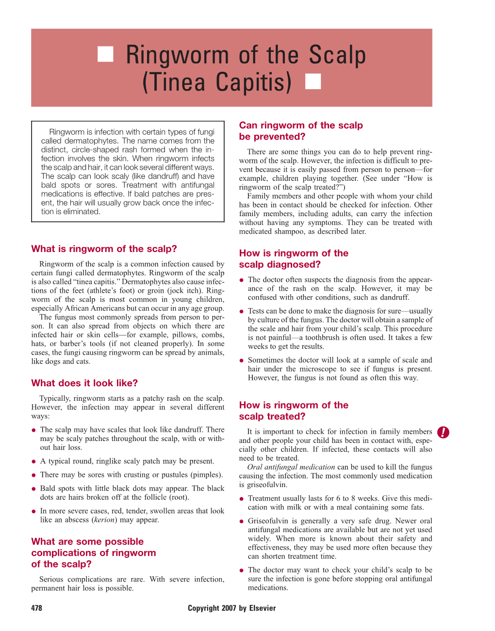 Ringworm of the Scalp (Tinea Capitis) N