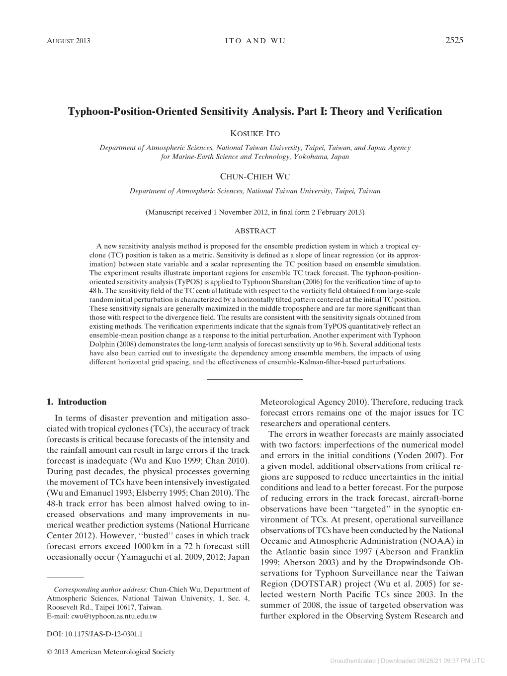 Downloaded 09/26/21 09:37 PM UTC 2526 JOURNAL of the ATMOSPHERIC SCIENCES VOLUME 70