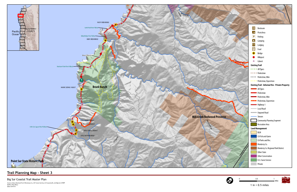 Trail Planning Map - Sheet 3 Point Sur State Historic Park IL a TR Point Sur State Historic Park E 0 0.5 G 1 Big Sur Coastal Trail Master Pl5a4n Pt