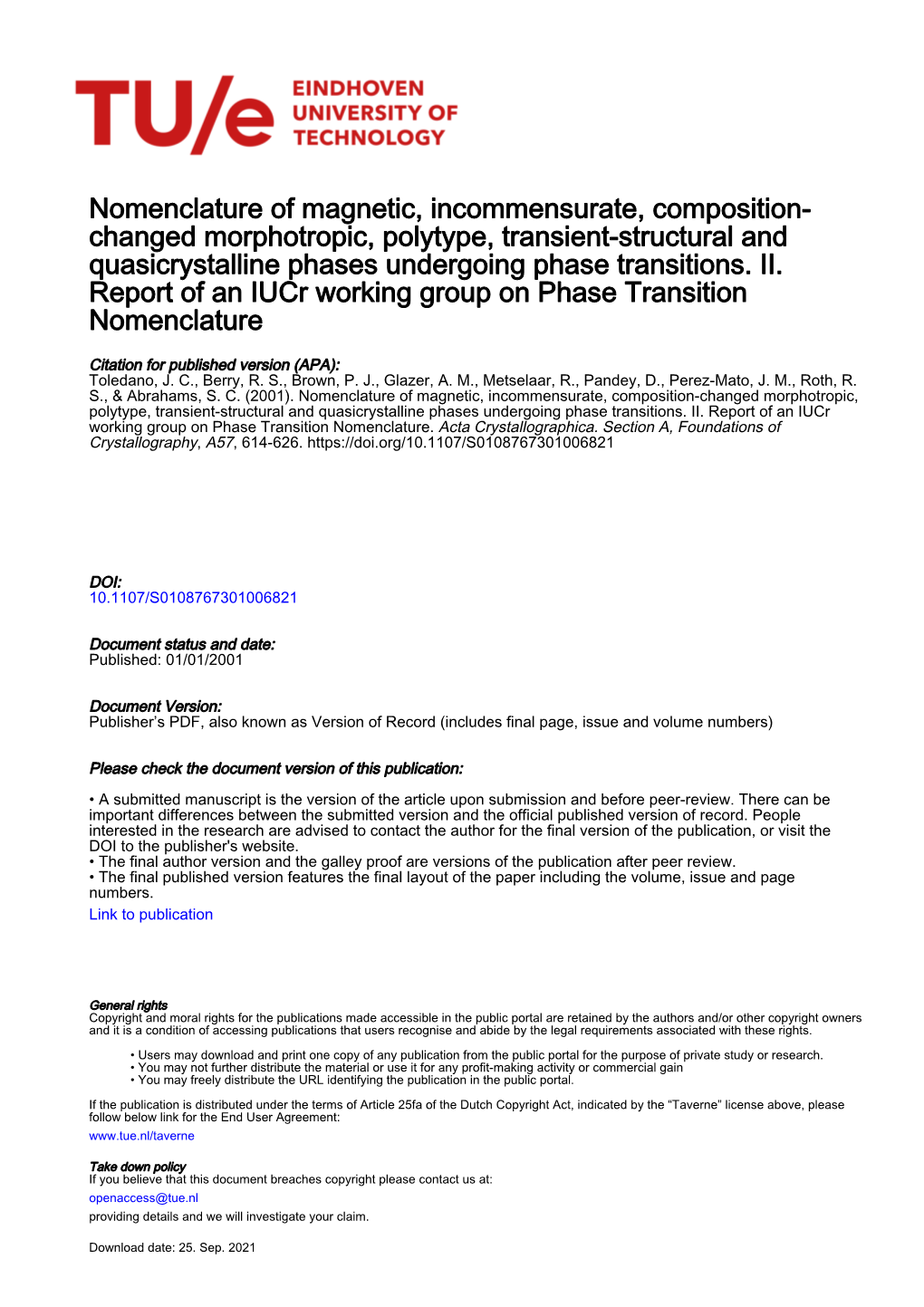 Nomenclature of Magnetic, Incommensurate, Composition- Changed Morphotropic, Polytype, Transient-Structural and Quasicrystalline Phases Undergoing Phase Transitions