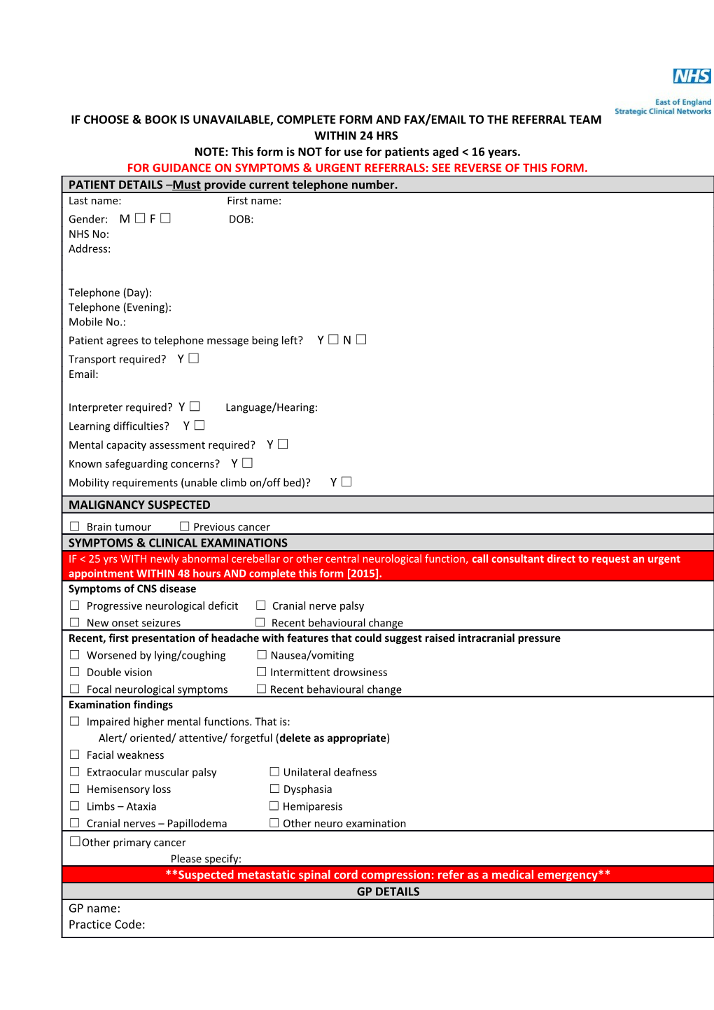 NOTE: This Form Is NOT for Use for Patients Aged &lt; 16 Years