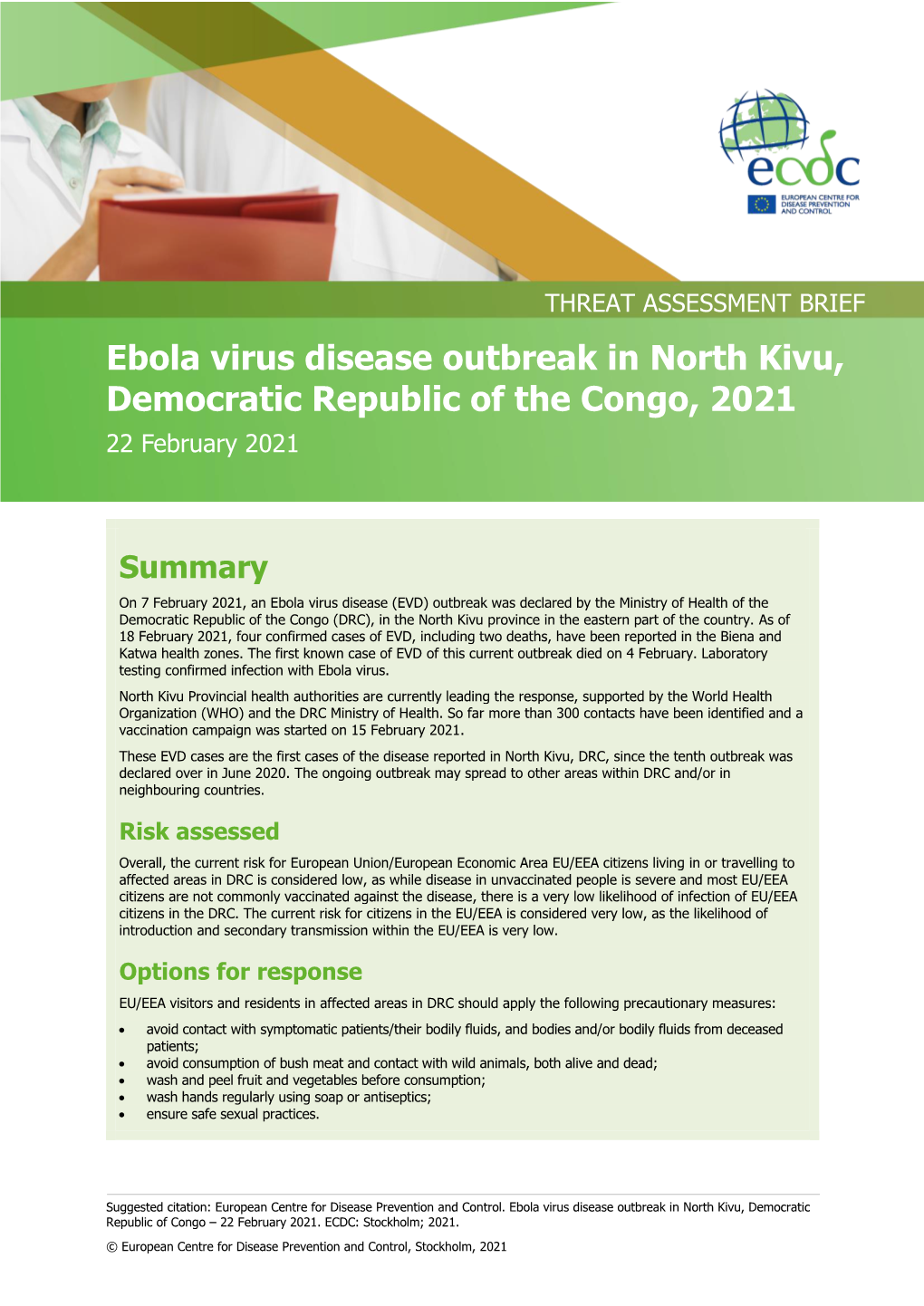 Ebola Virus Disease Outbreak in North Kivu, DRC, 2021