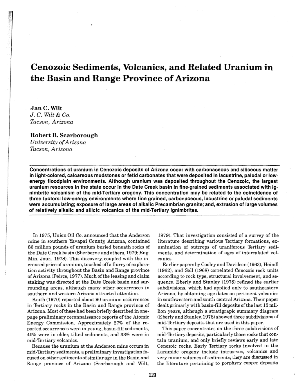 Uranium in the Basin and Range Province of Arizona