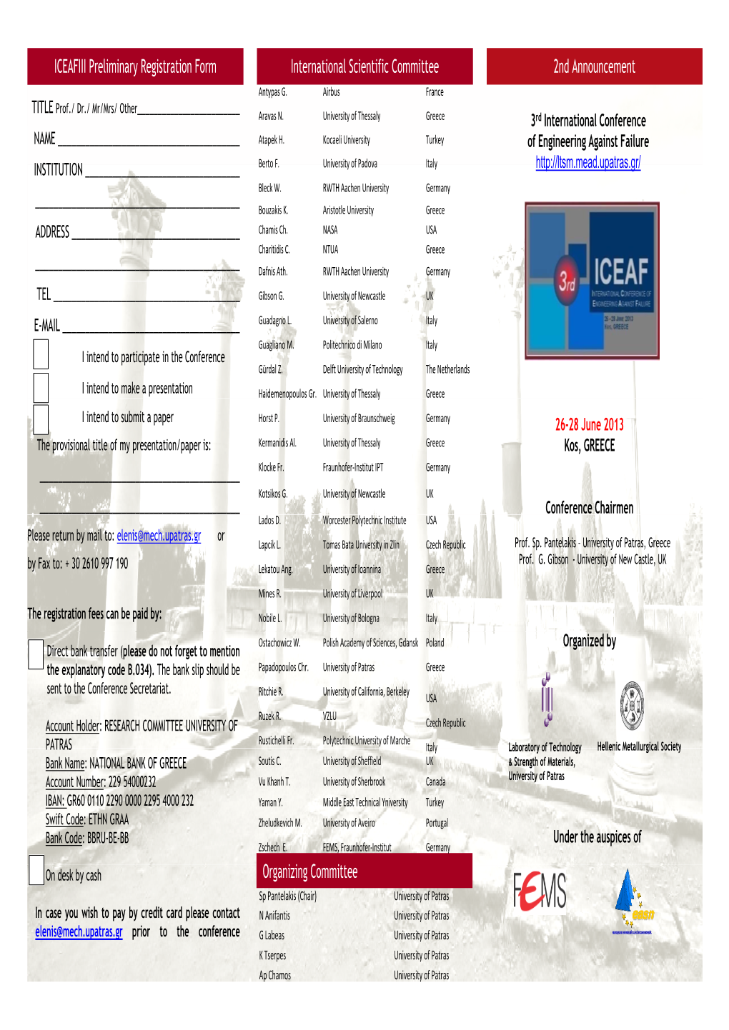 2Nd Announcement ICEAFIII Preliminary Registration Form