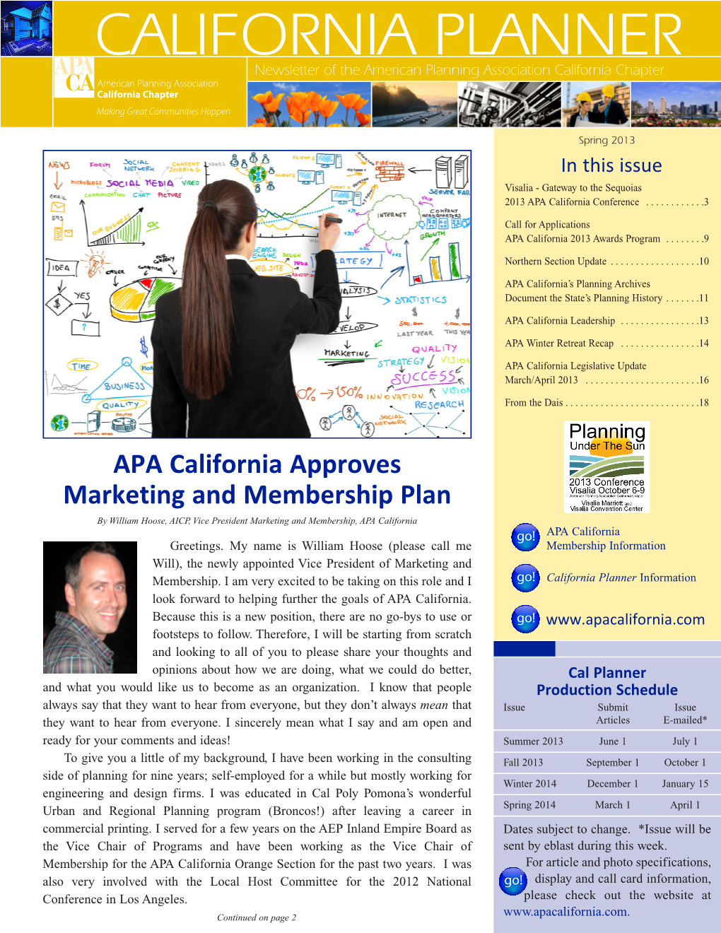 Spring 2013 in This Issue Visalia - Gateway to the Sequoias 2013 APA California Conference
