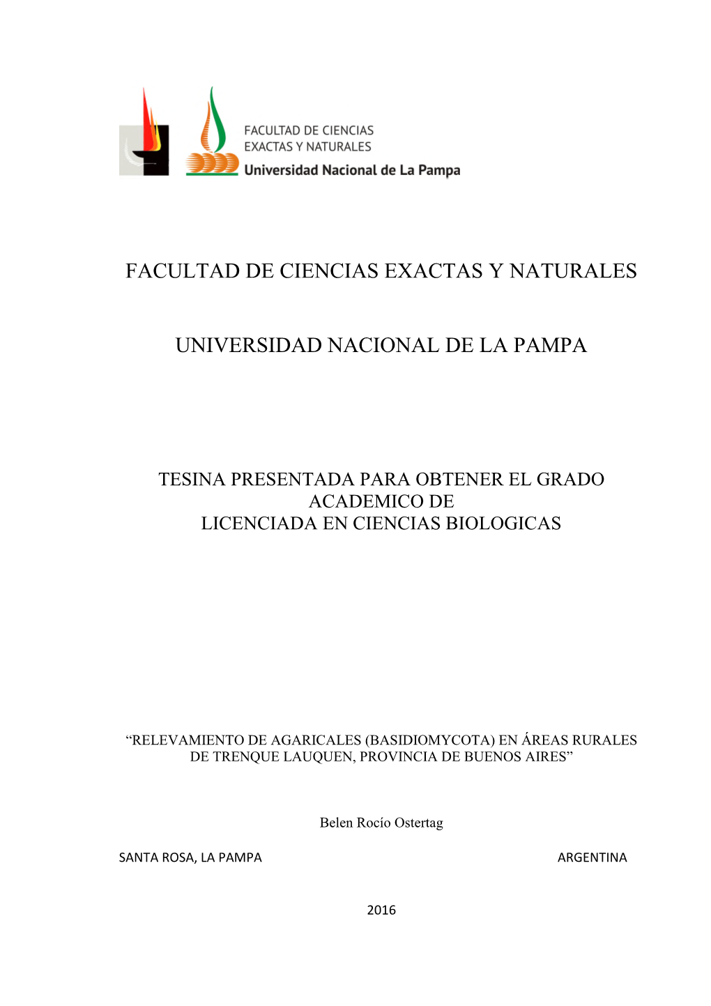 Facultad De Ciencias Exactas Y Naturales Universidad