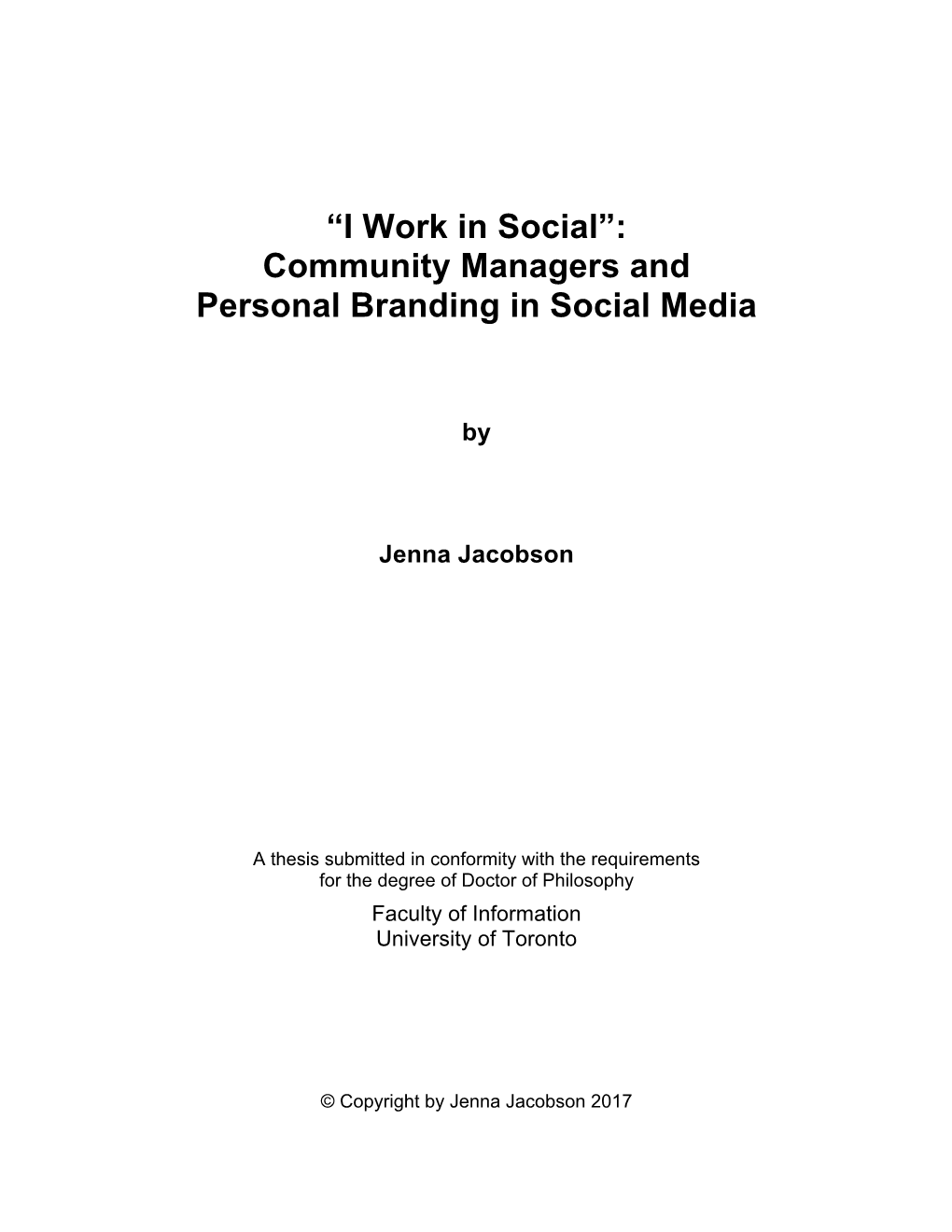 Community Managers and Personal Branding in Social Media