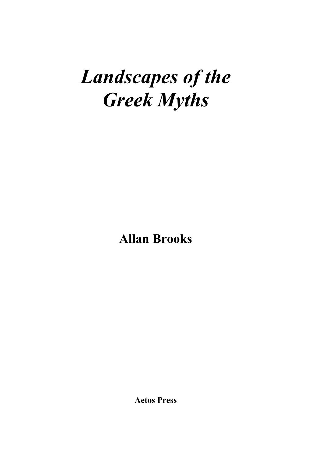 Landscapes of the Greek Myths