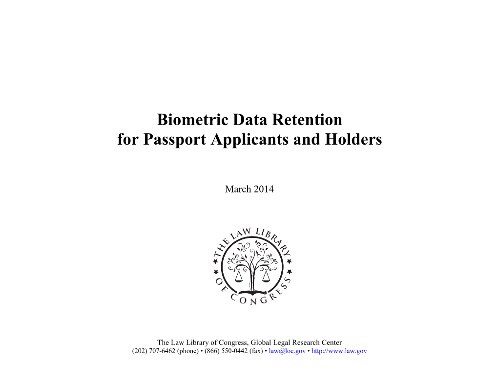 Biometric Data Retention for Passport Applicants and Holders