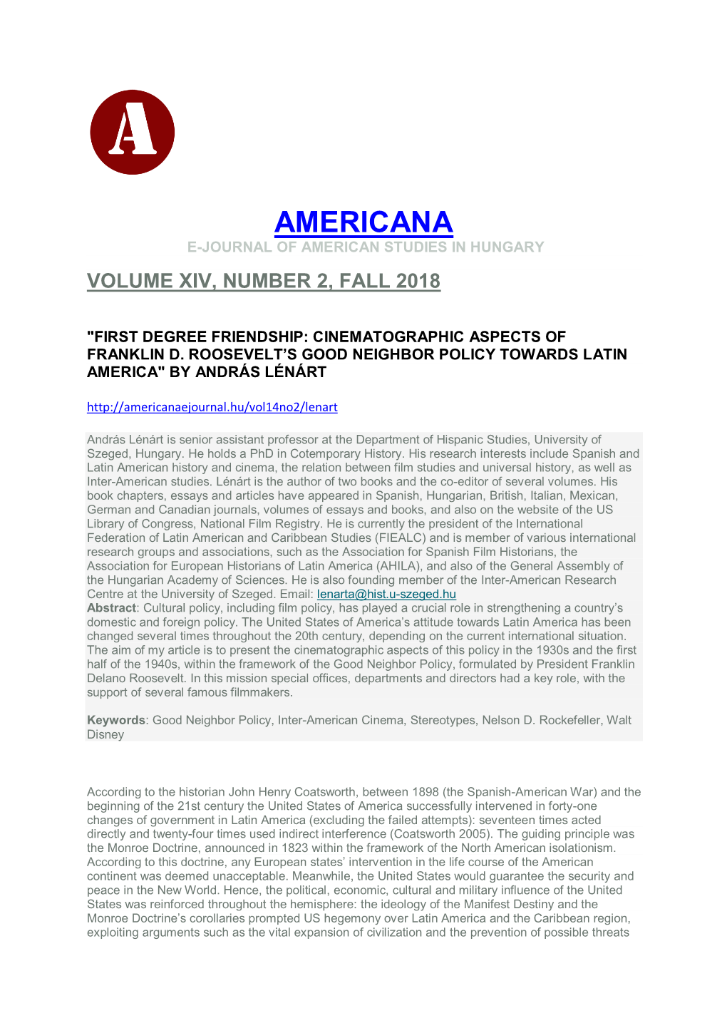 Americana E-Journal of American Studies in Hungary