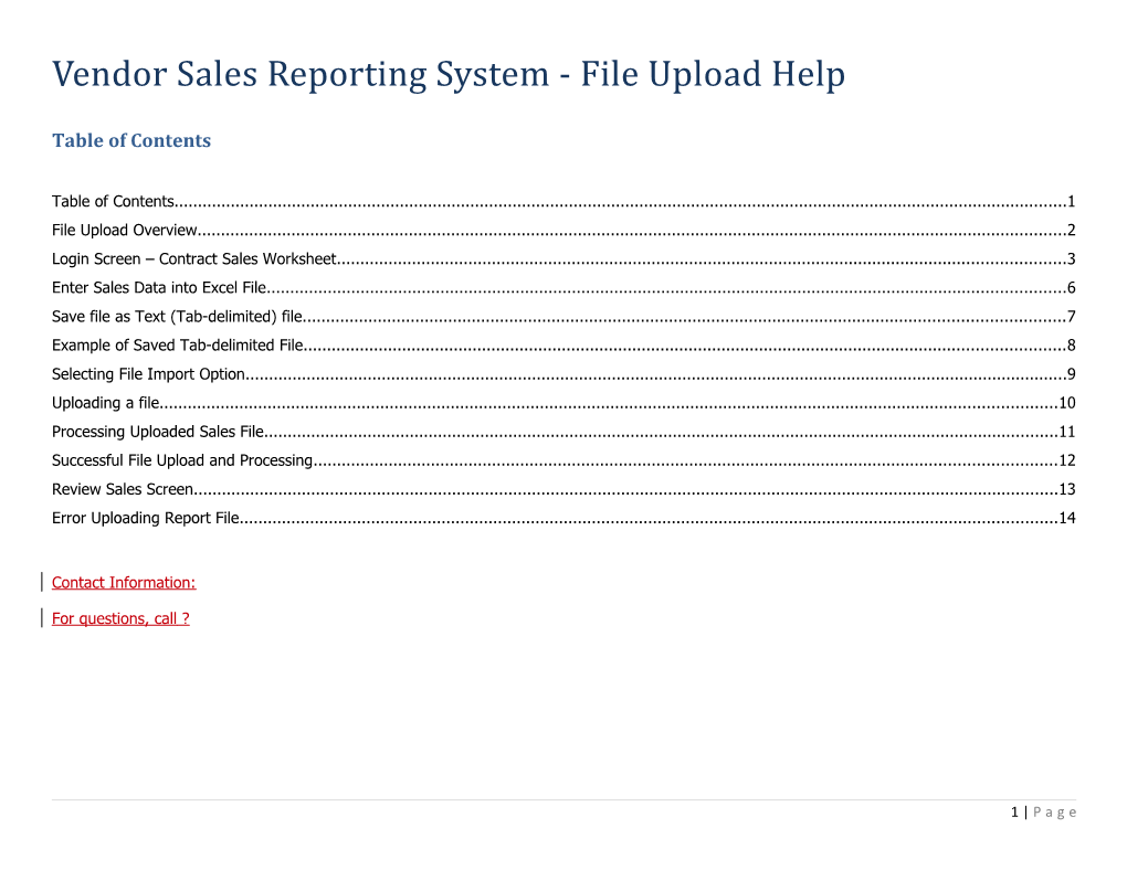 Vendor Sales Reporting System - File Upload Help