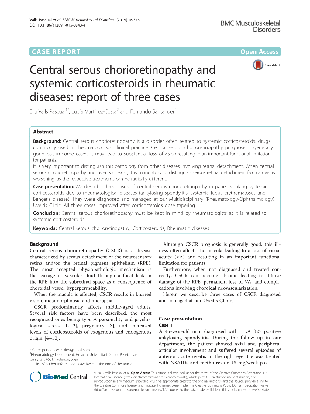 Central Serous Chorioretinopathy and Systemic Corticosteroids In