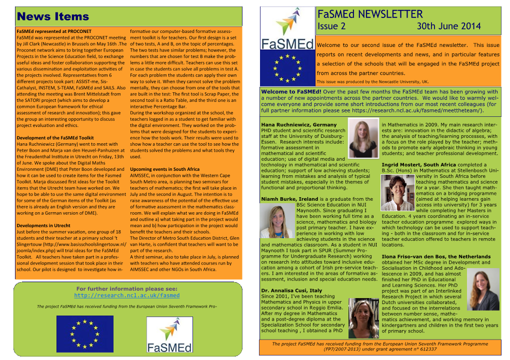 News Items Fasmed NEWSLETTER