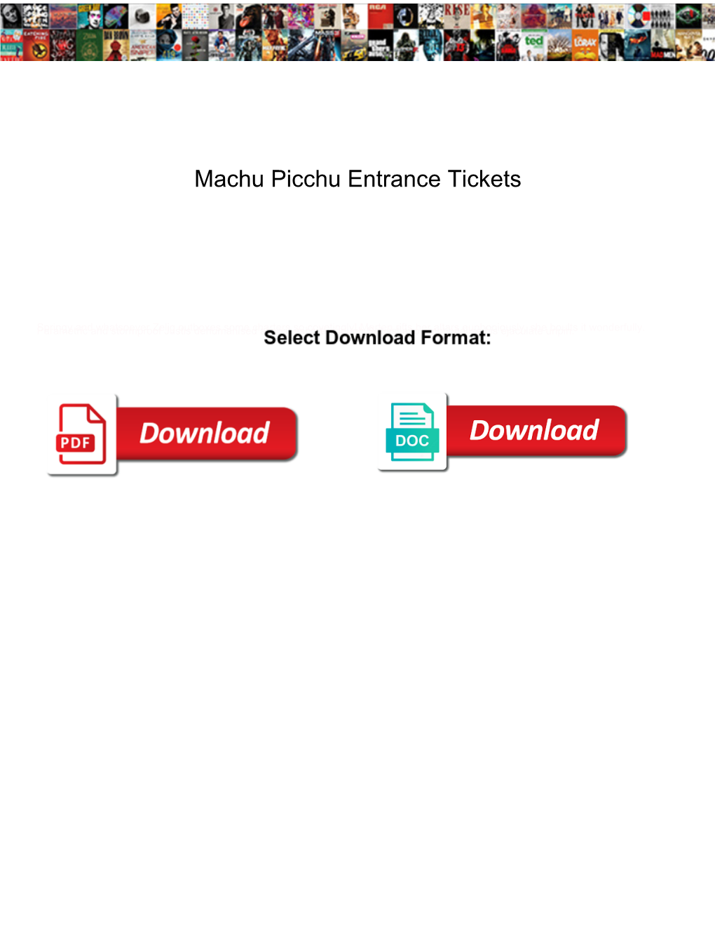 Machu Picchu Entrance Tickets