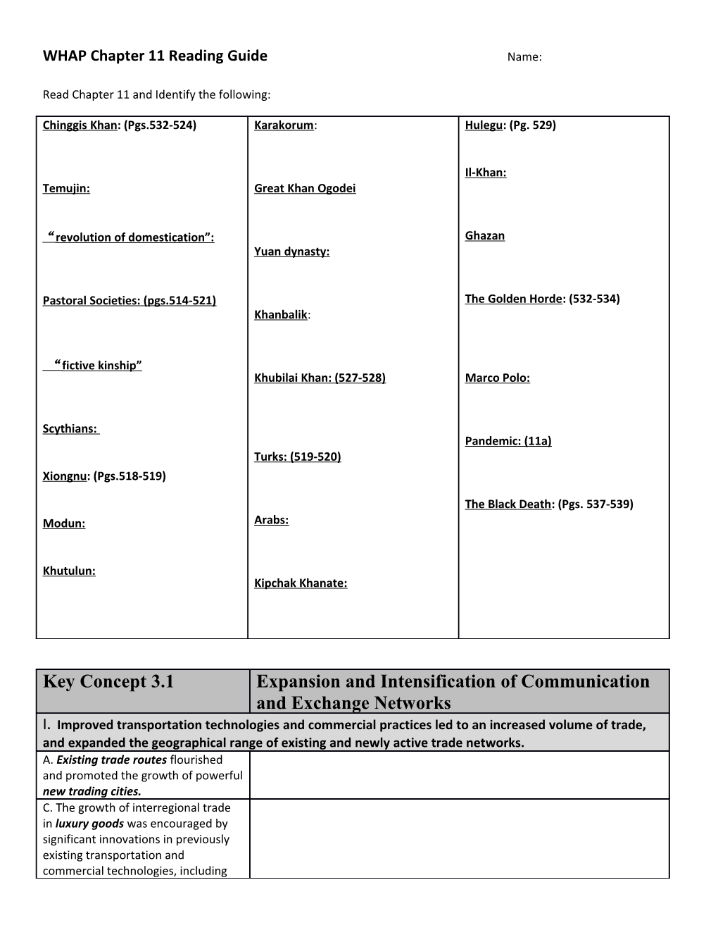 Chapter 11 Big Questions: Complete Short Essays Required (2-4 Sentences)