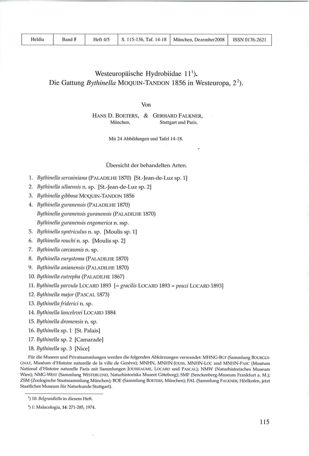 Westeuropäische Hydrobiidae 11 1 Die Gattung Bythinella MOQUIN