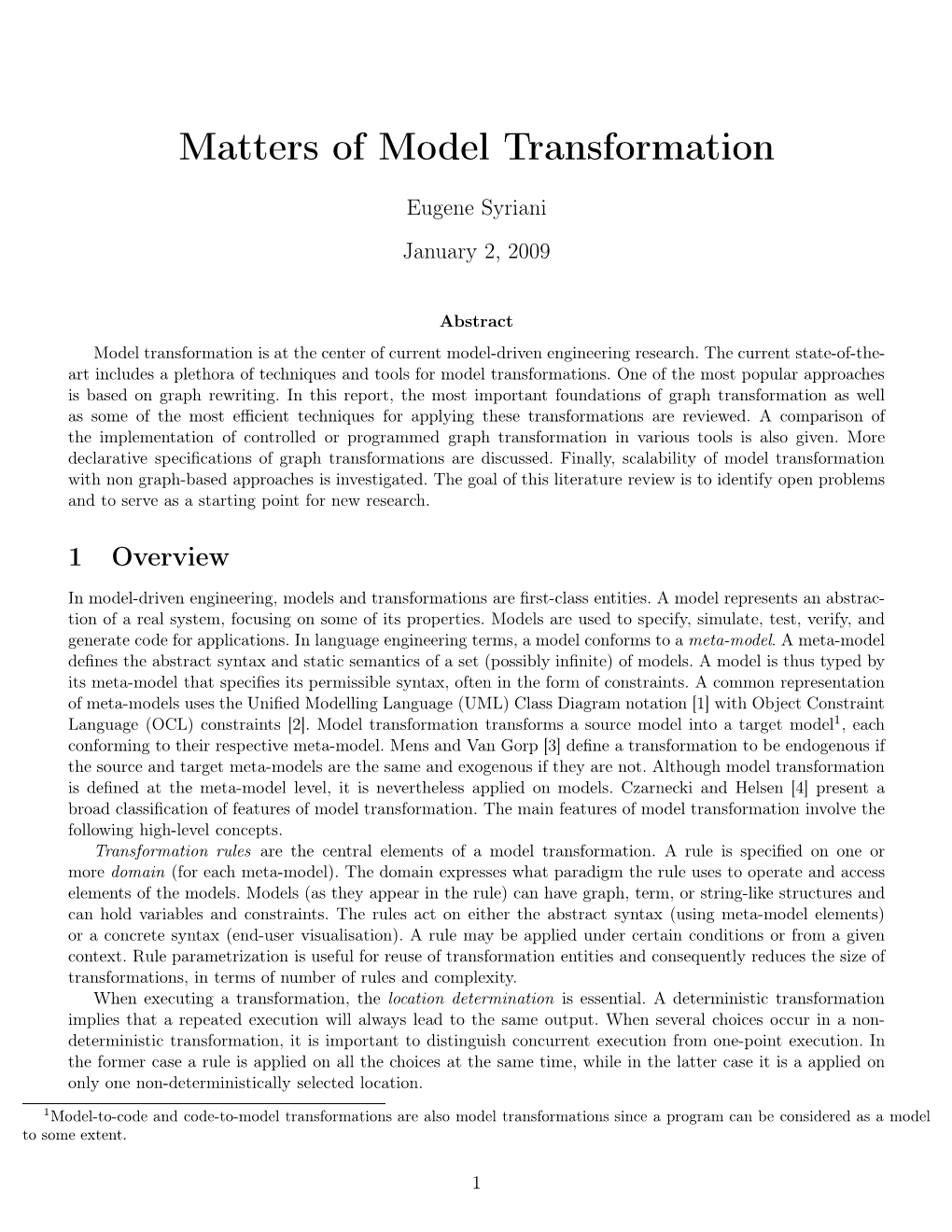 Matters of Model Transformation