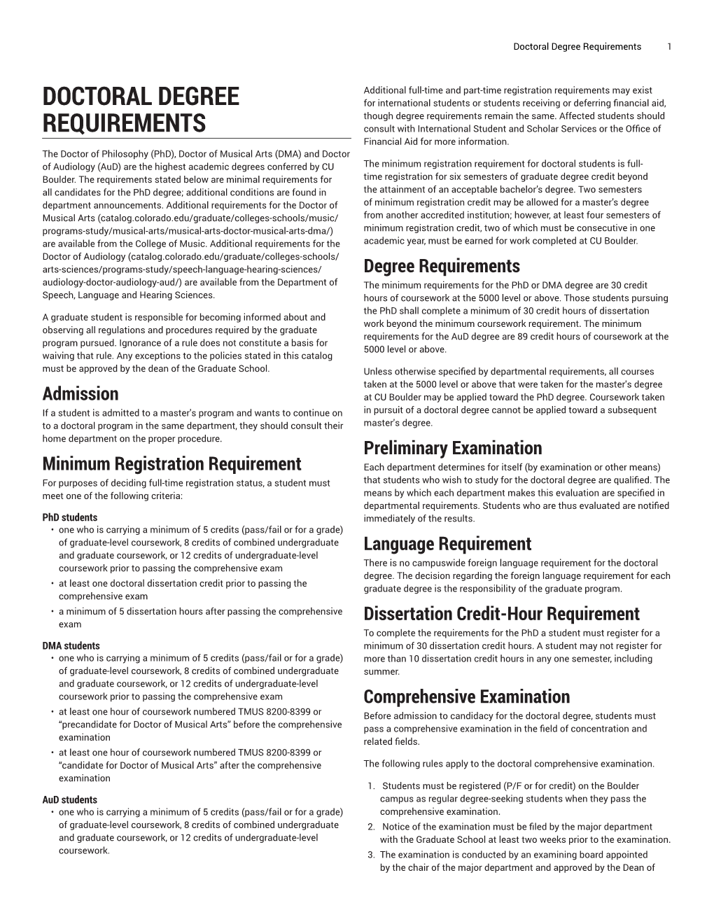 Doctoral Degree Requirements 1