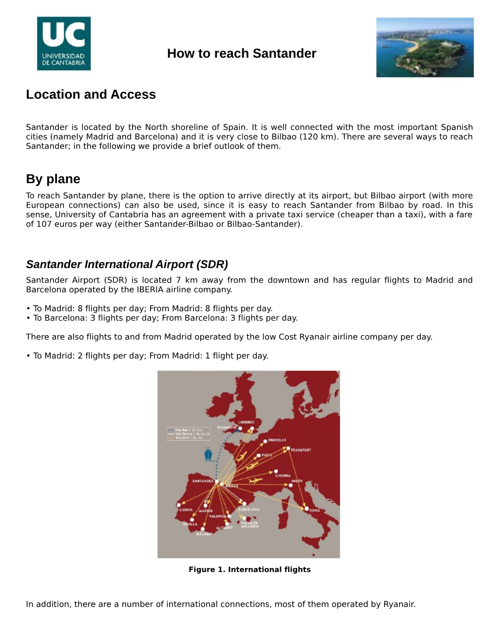 How to Reach Santander Location and Access by Plane