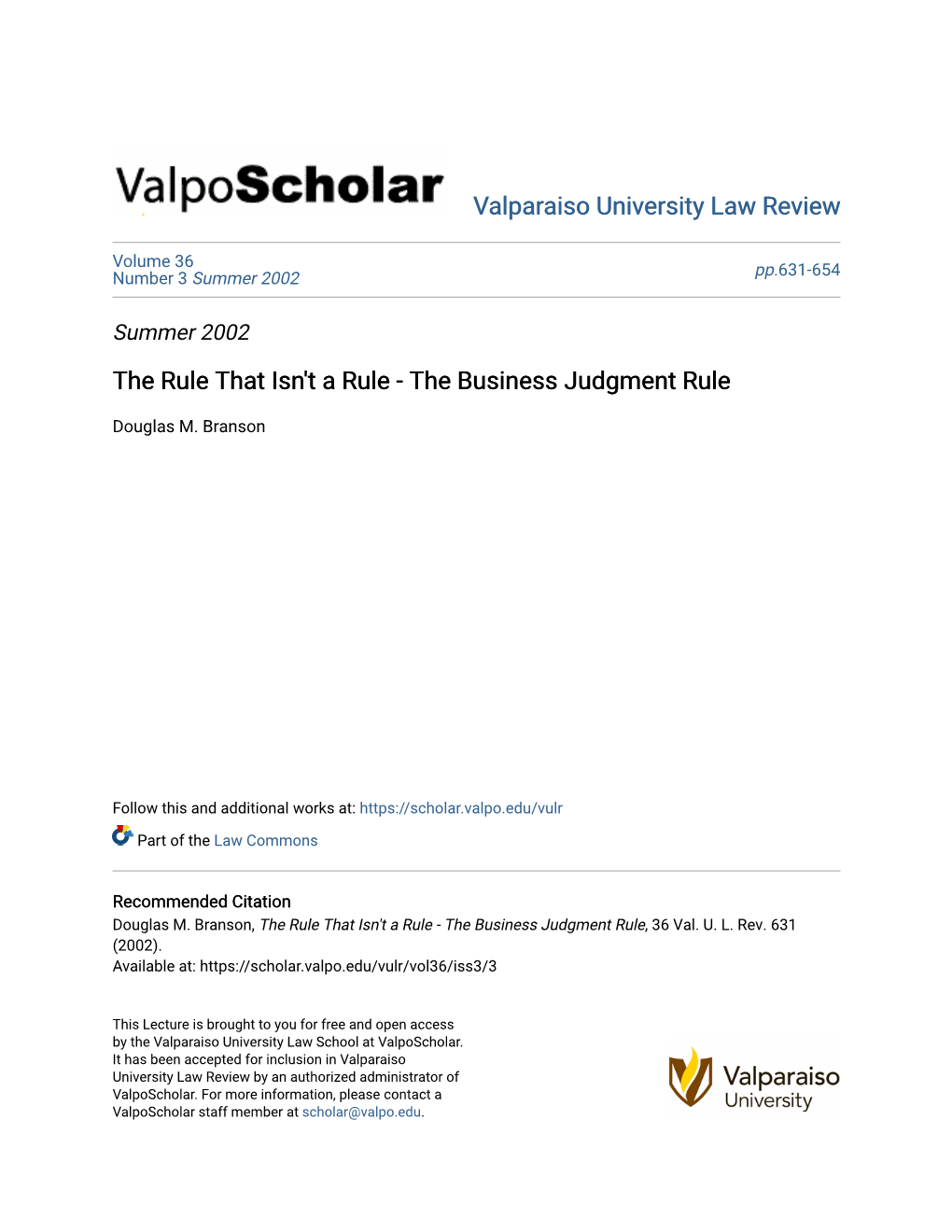The Business Judgment Rule