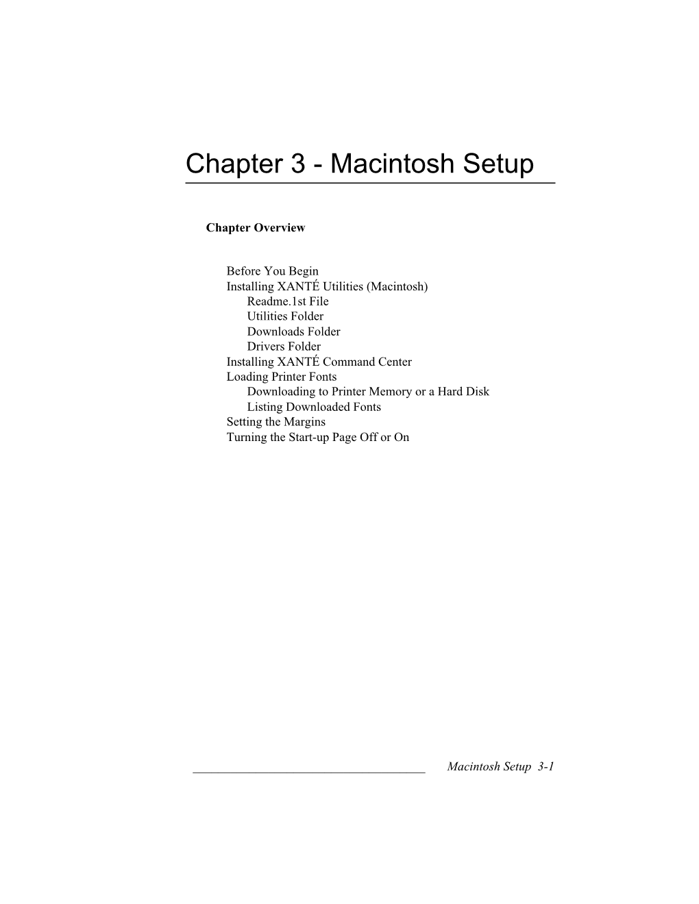 Chapter 3 - Macintosh Setup