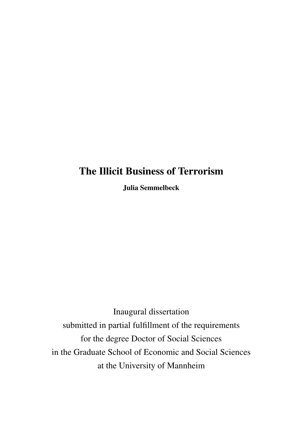 The Illicit Business of Terrorism