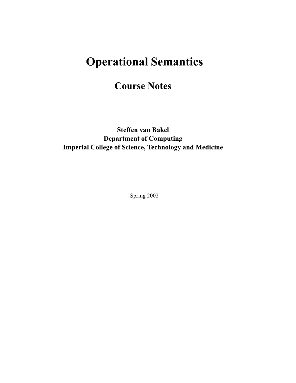 Operational Semantics