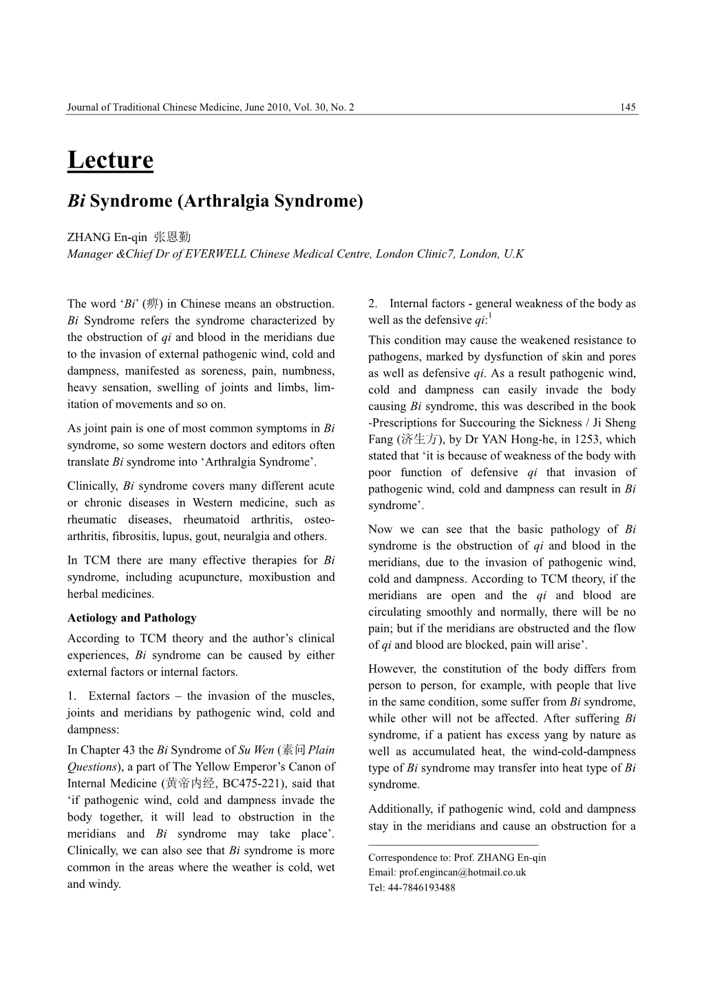 Lecture Bi Syndrome (Arthralgia Syndrome)