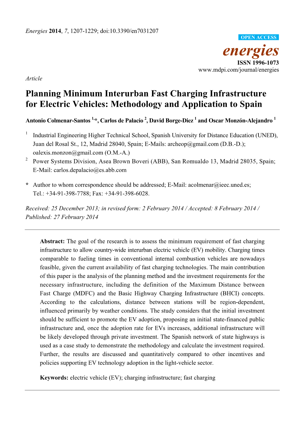 Planning Minimum Interurban Fast Charging Infrastructure for Electric Vehicles: Methodology and Application to Spain