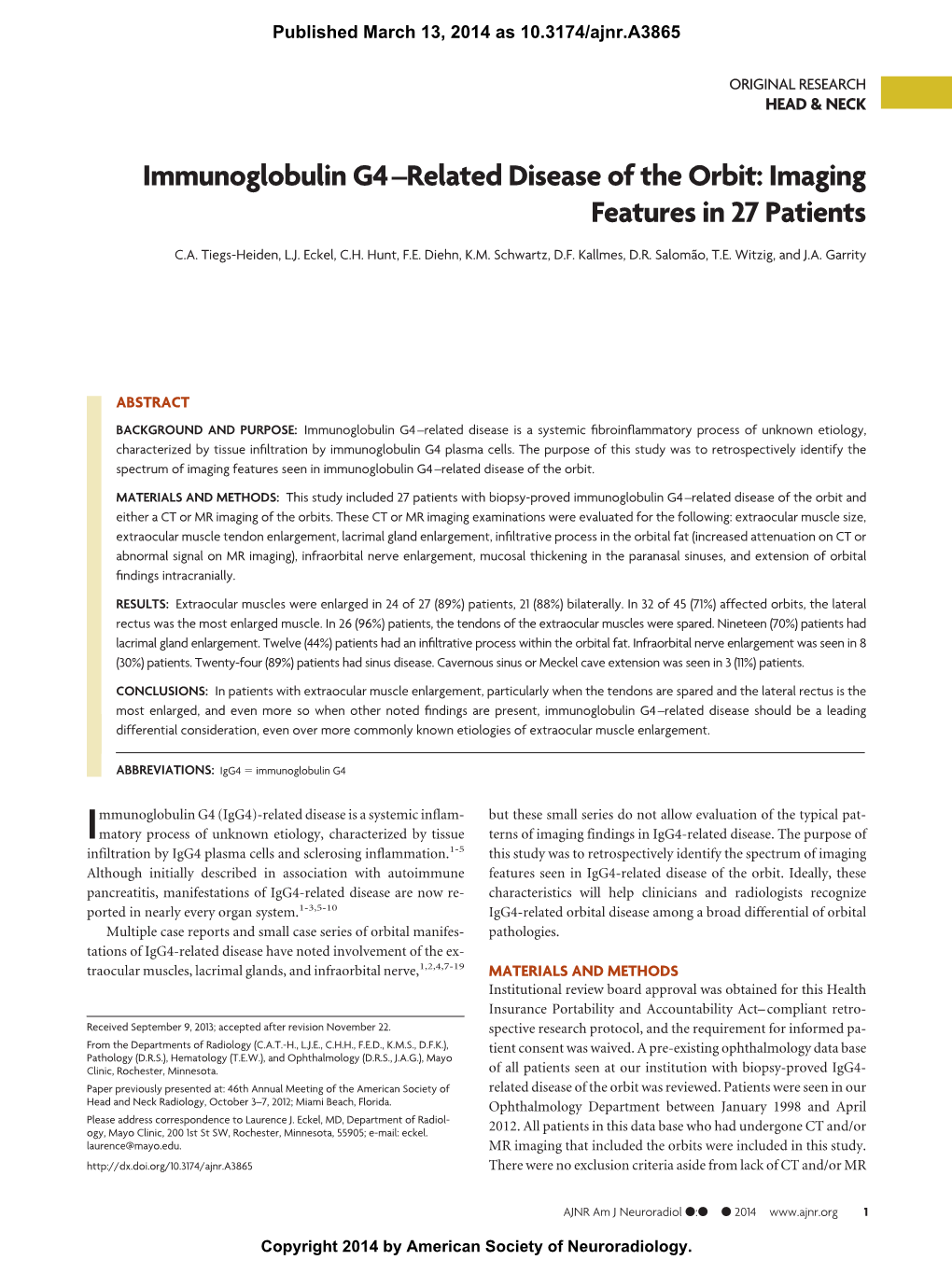 Related Disease of the Orbit: Imaging Features in 27 Patients