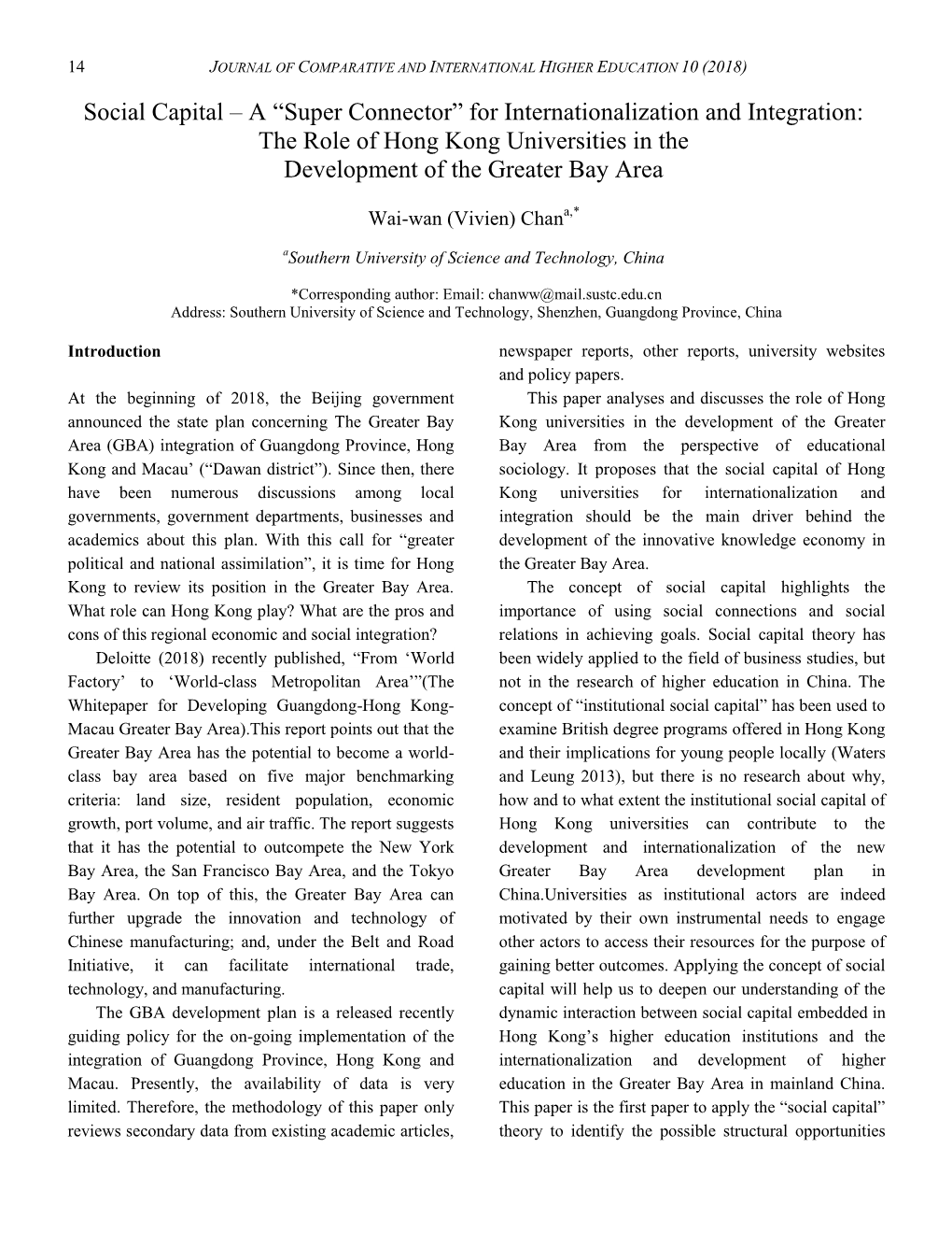 The Role of Hong Kong Universities in the Development of the Greater Bay Area