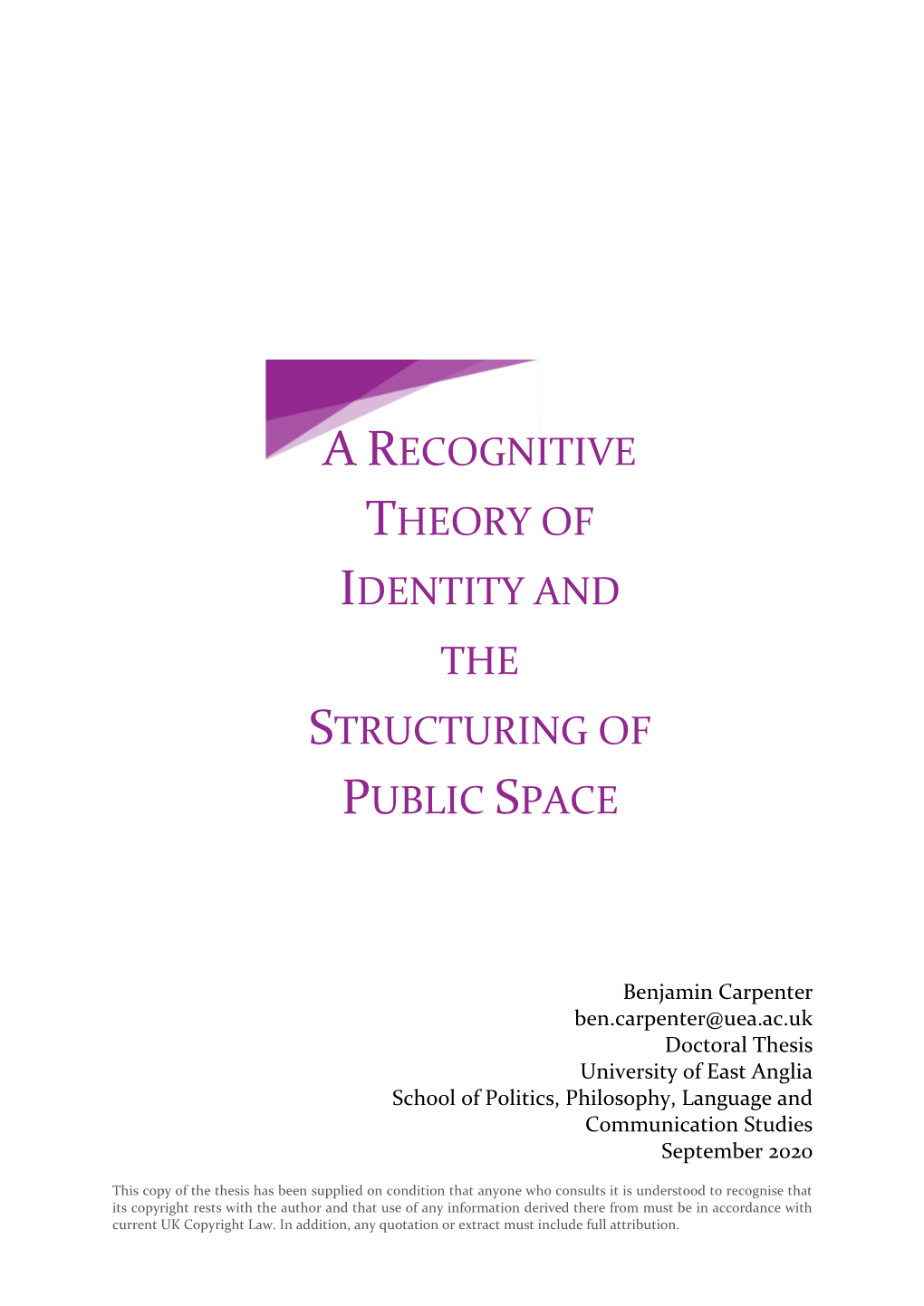 A Recognitive Theory of Identity and the Structuring of Public Space