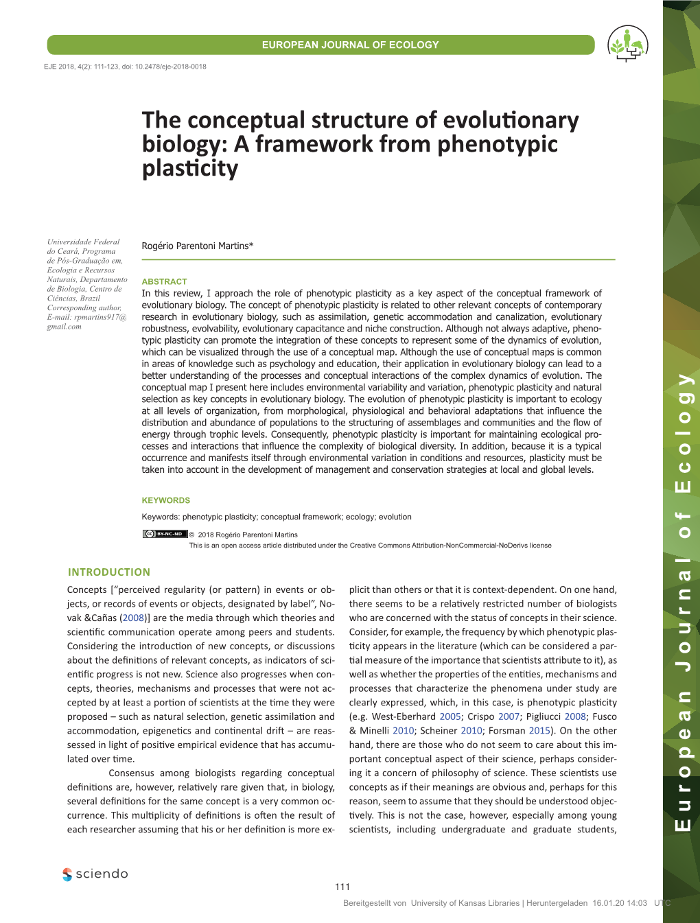 The Conceptual Structure of Evolutionary Biology: a Framework from Phenotypic Plasticity