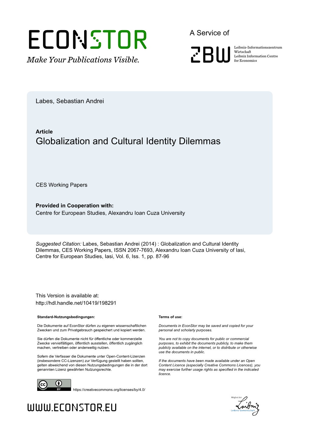 Globalization and Cultural Identity Dilemmas