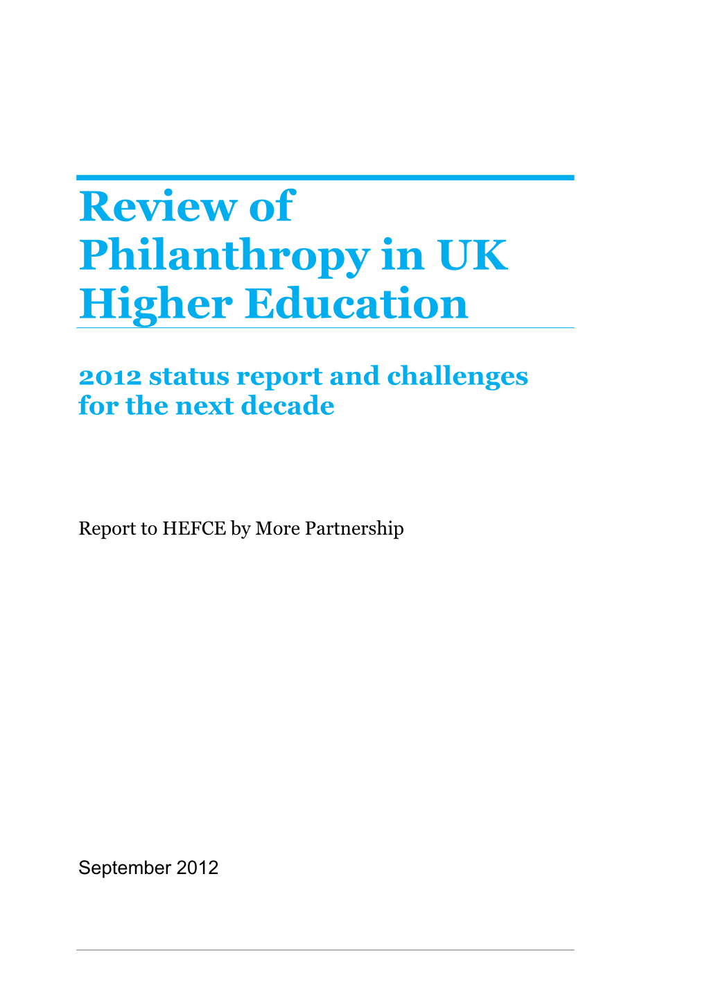 Review of Philanthropy in UK Higher Education