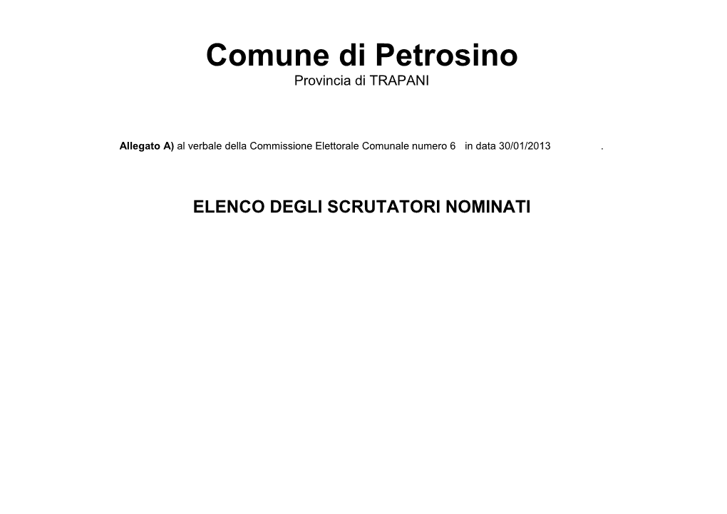 Elenco Degli Scrutatori Nominati