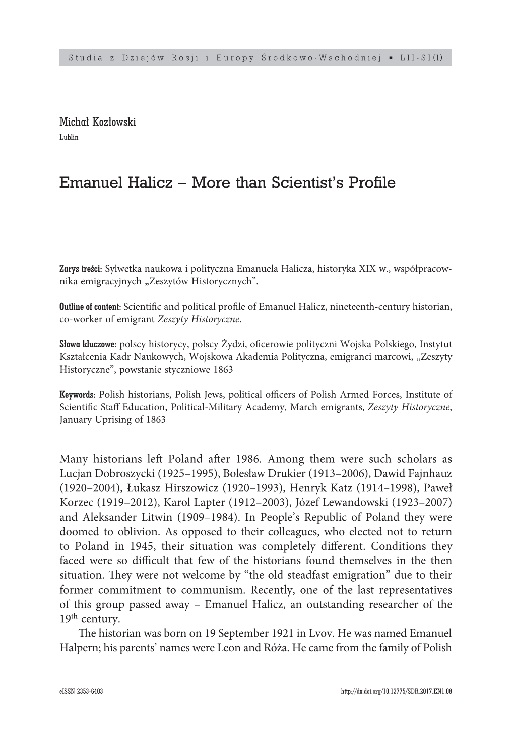 Emanuel Halicz – More Than Scientist’S Profile