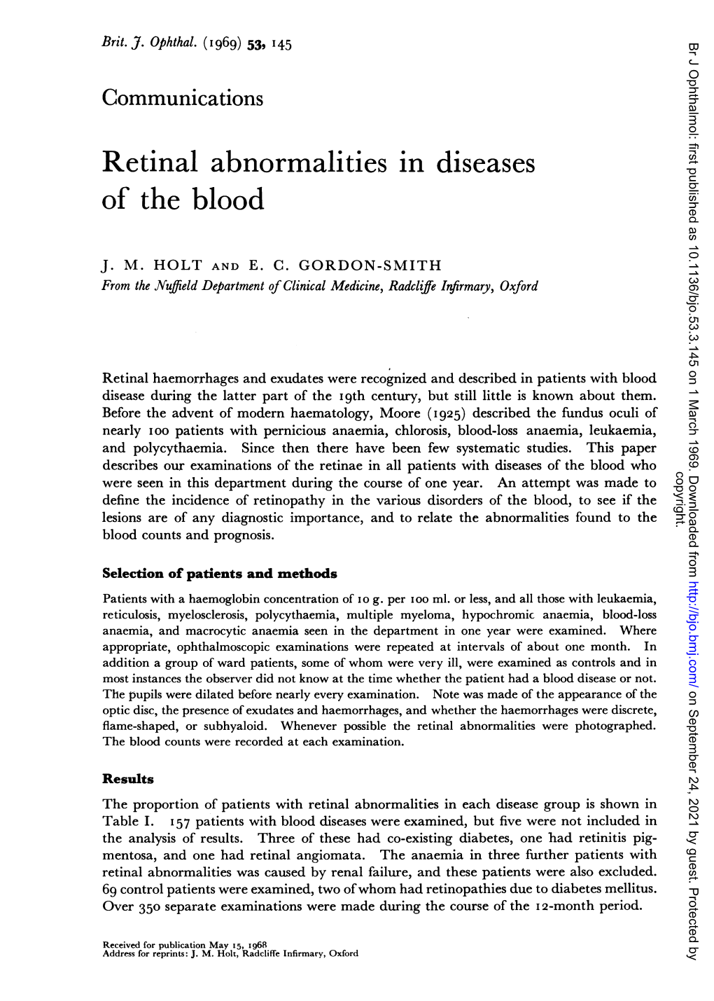 Retinal Abnormalities in Diseases of the Blood