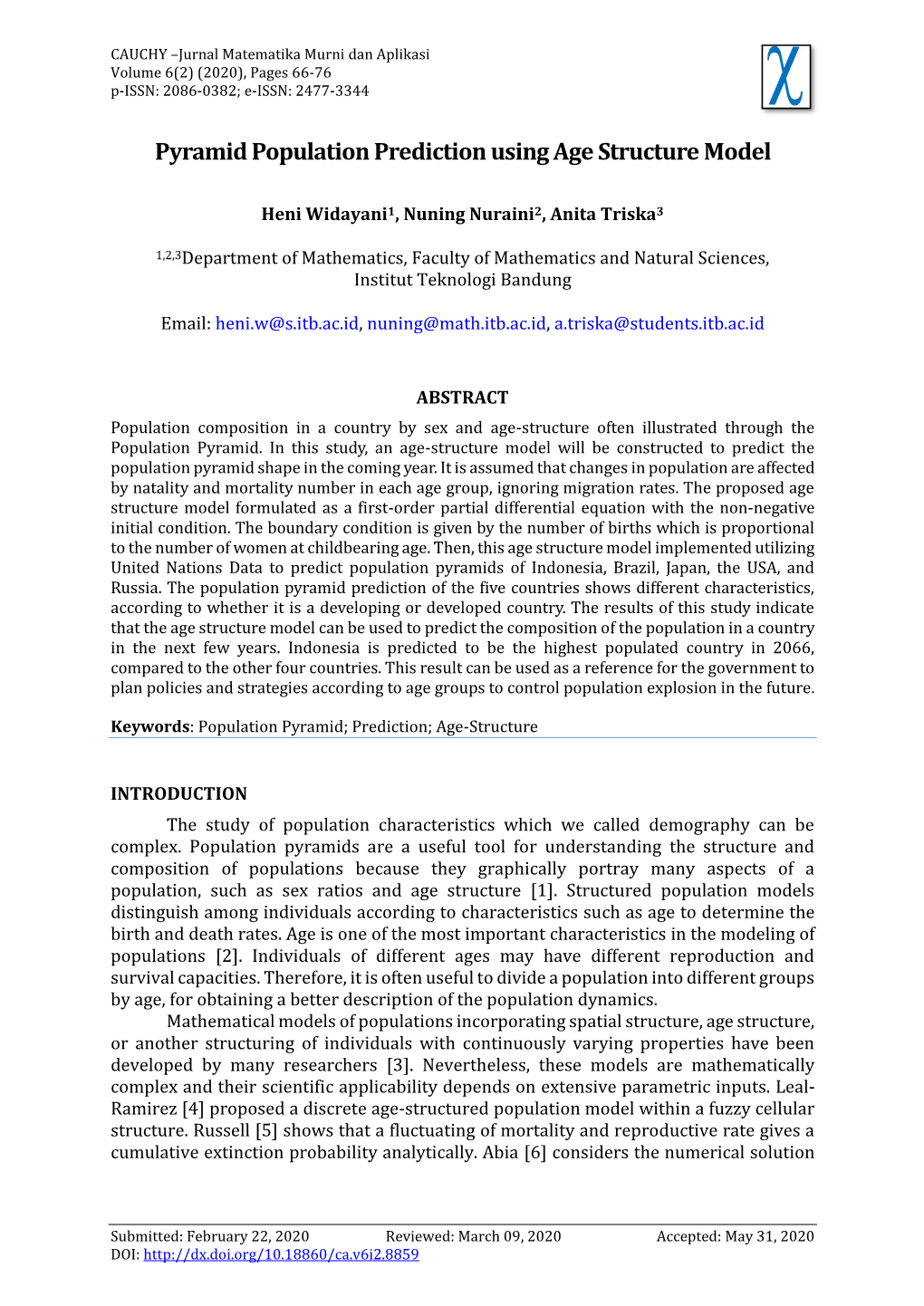 Pyramid Population Prediction Using Age Structure Model