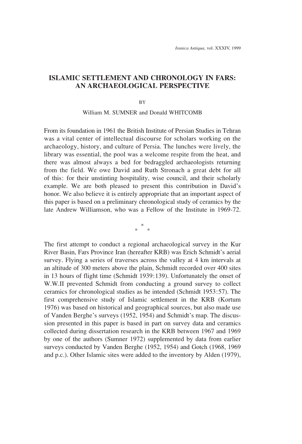 Islamic Settlement and Chronology in Fars: an Archaeological Perspective