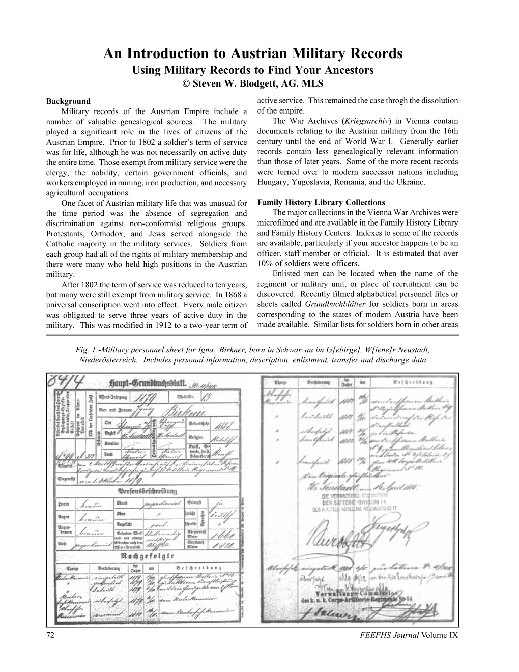 An Introduction to Austrian Military Records Using Military Records to Find Your Ancestors © Steven W