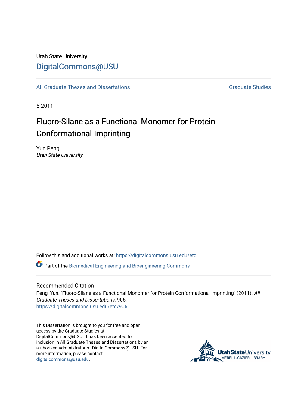 Fluoro-Silane As a Functional Monomer for Protein Conformational Imprinting