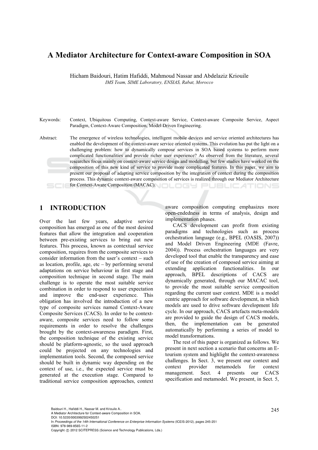 A Mediator Architecture for Context-Aware Composition in SOA