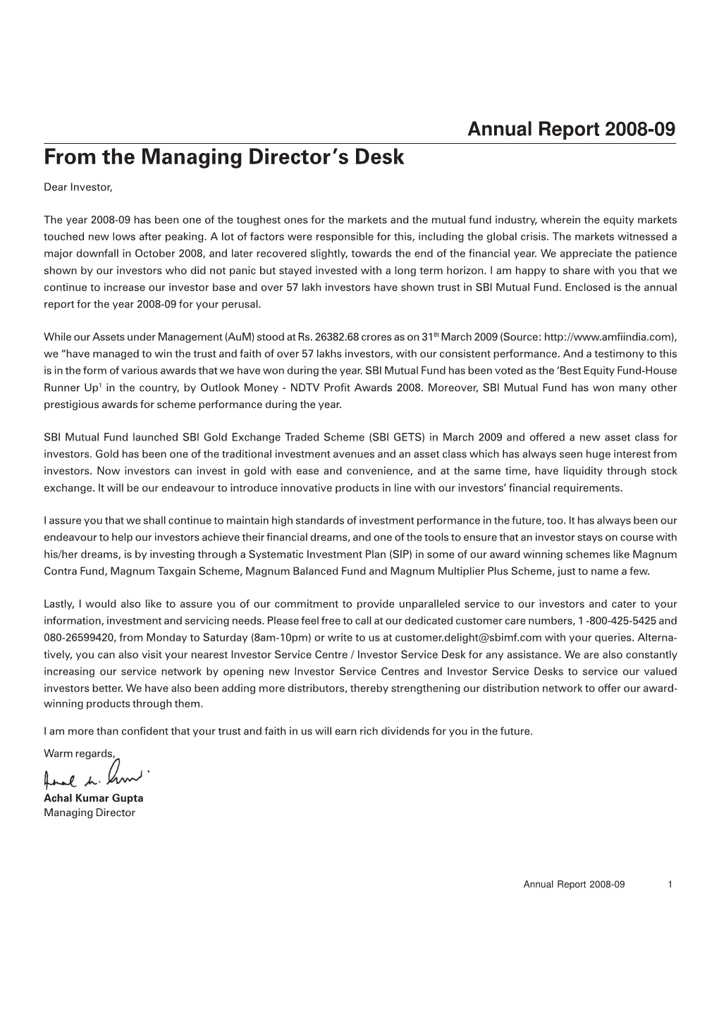 From the Managing Director's Desk