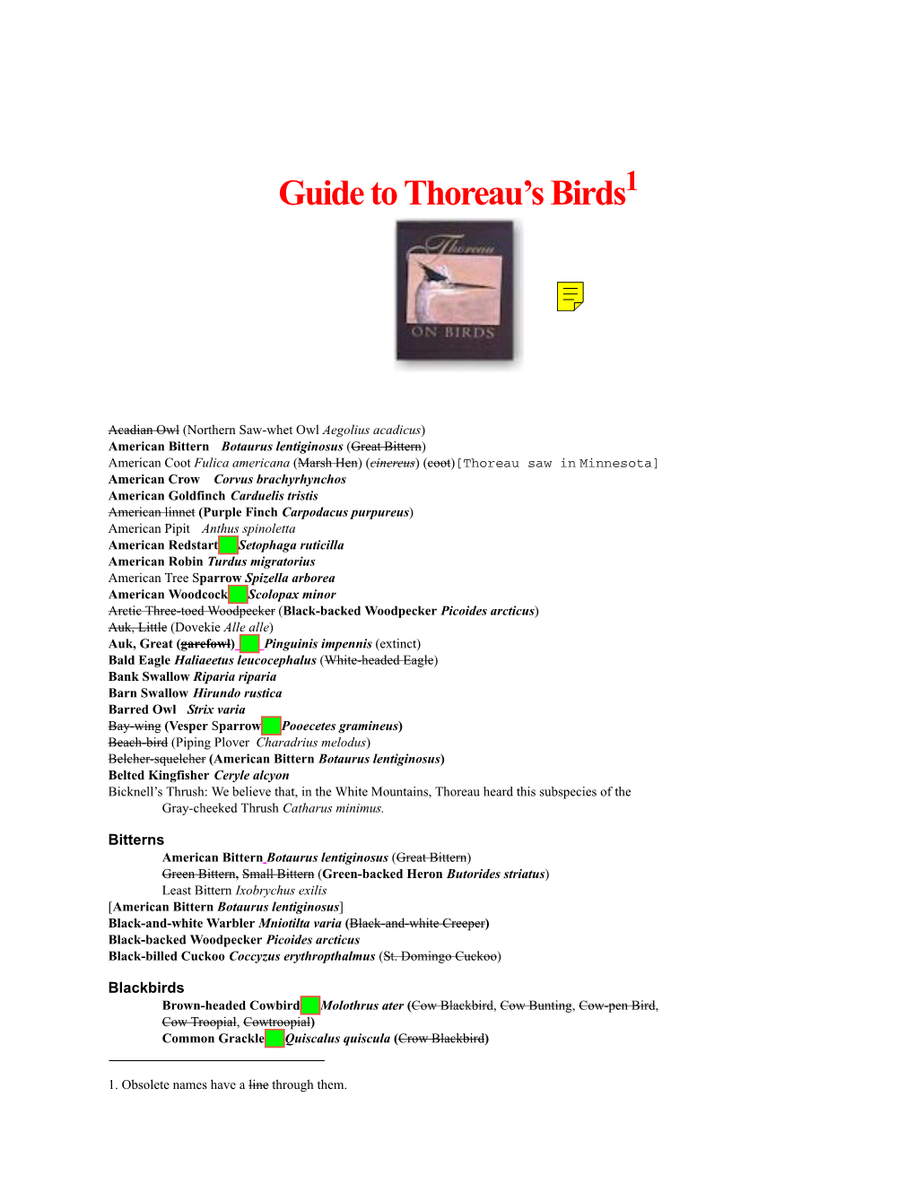 Thoreau's Birds